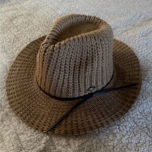 C.C Tan Straw Hat with Brown Trim